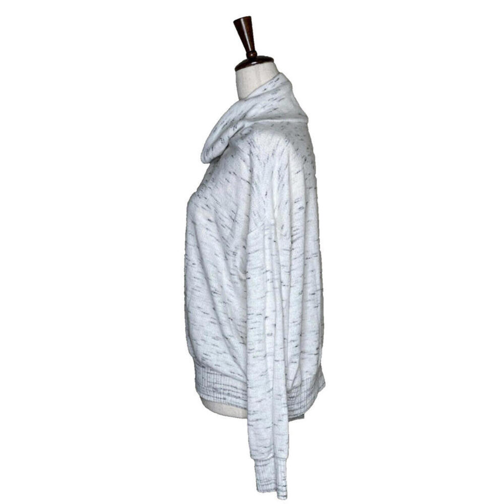 Anthropologie Cowl Neck Long Sleeve Ivory Gray Marled Pullover Sweater Womens M - Picture 6 of 9